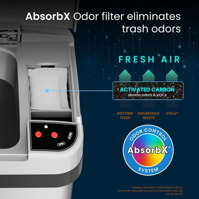 iTouchless 4 Gallon Sensor Trash Can with AbsorbX Odor Filter and Air Freshener, Stainless Steel 15 Liter Waste Bin for Bathroom and Bedroom - Image 3